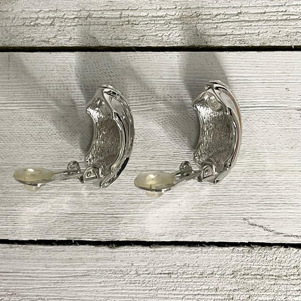 Dior Silver-Tone Crystal Hoop Clip Earrings - Picture 7 of 7